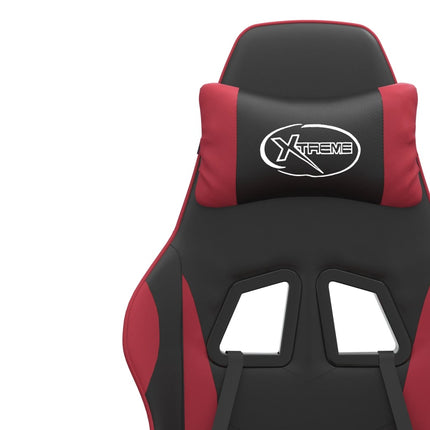 Snurrbar gamingstol svart och vinröd konstläder