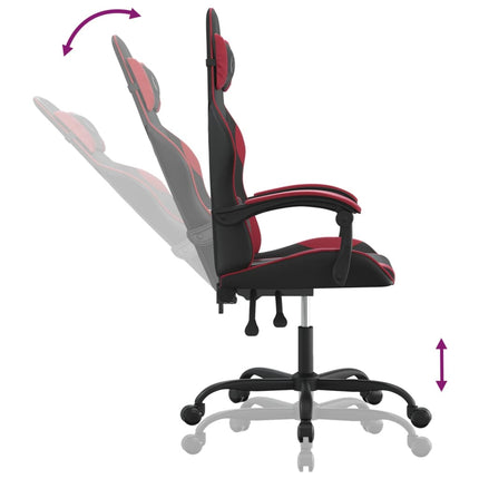 Snurrbar gamingstol svart och vinröd konstläder