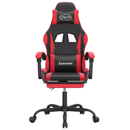 Snurrbar gamingstol med fotstöd svart och röd konstläder