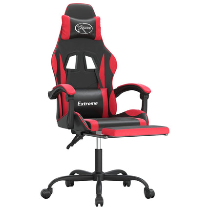 Snurrbar gamingstol med fotstöd svart och röd konstläder