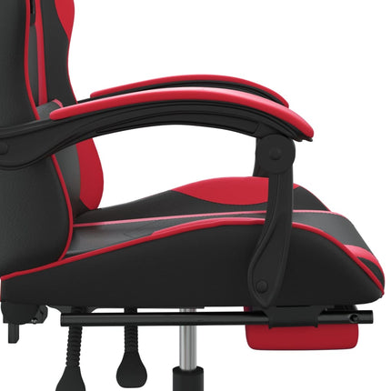 Snurrbar gamingstol med fotstöd svart och röd konstläder