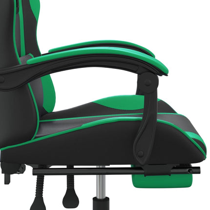 Snurrbar gamingstol med fotstöd svart och grön konstläder