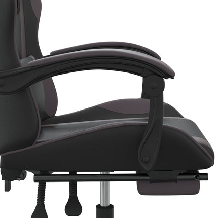 Gamingstol och fotstöd svart och grå konstläder
