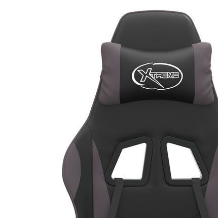 Gamingstol och fotstöd svart och grå konstläder