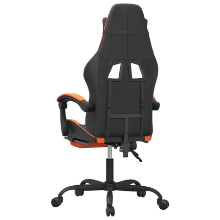Snurrbar gamingstol med fotstöd svart och orange konstläder