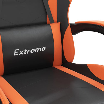Snurrbar gamingstol med fotstöd svart och orange konstläder
