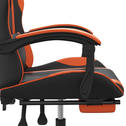Snurrbar gamingstol med fotstöd svart och orange konstläder