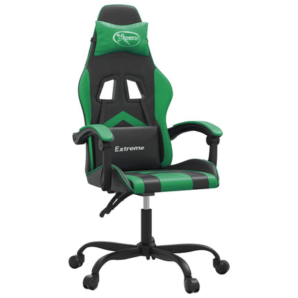 Snurrbar gamingstol svart och grön konstläder