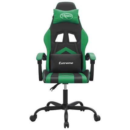Snurrbar gamingstol svart och grön konstläder