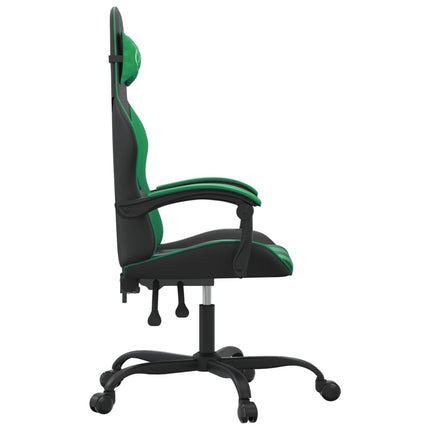 Snurrbar gamingstol svart och grön konstläder