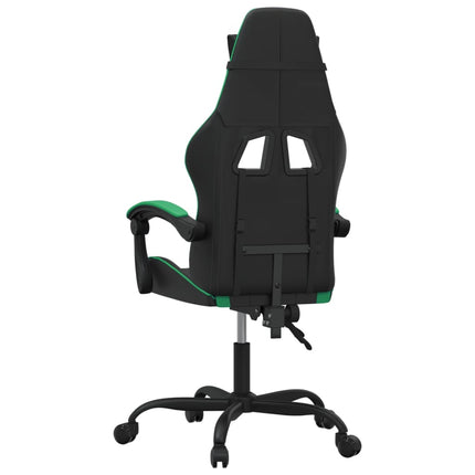 Snurrbar gamingstol svart och grön konstläder