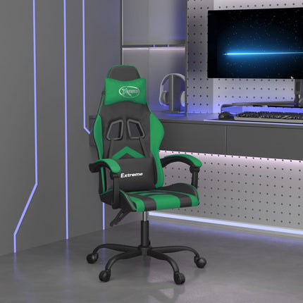 Snurrbar gamingstol svart och grön konstläder