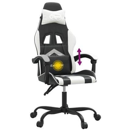 Snurrbar gamingstol svart och vit konstläder