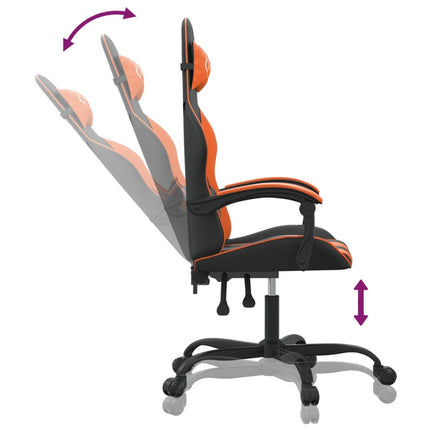 Snurrbar gamingstol svart och orange konstläder