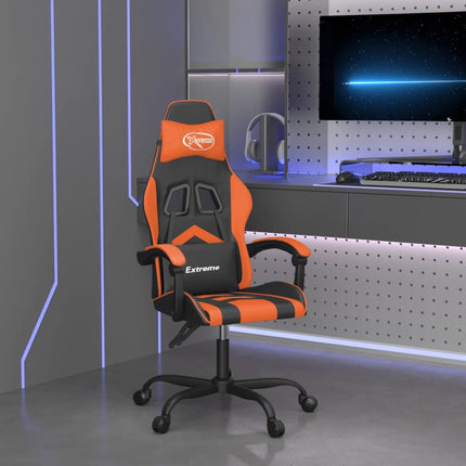 Snurrbar gamingstol svart och orange konstläder