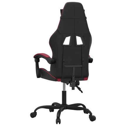 Snurrbar gamingstol svart och vinröd konstläder