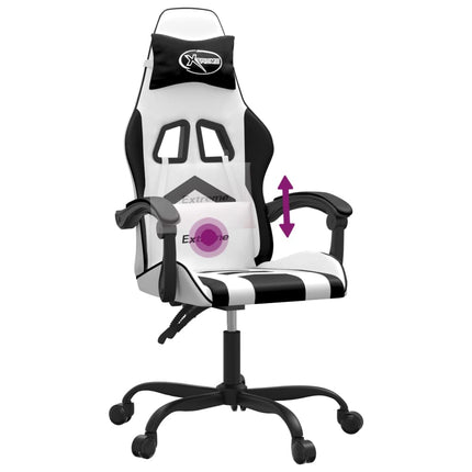 Snurrbar gamingstol vit och svart konstläder