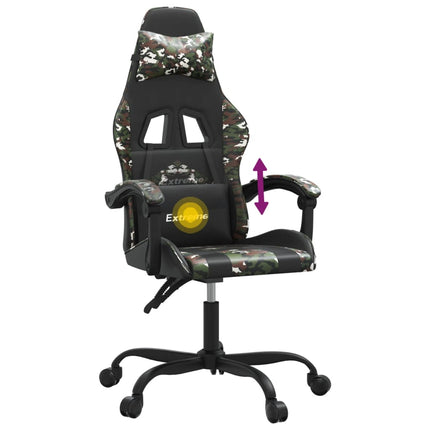 Snurrbar gamingstol svart och kamouflage konstläder