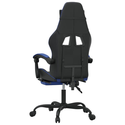 Gamingstol och fotstöd svart och blå konstläder