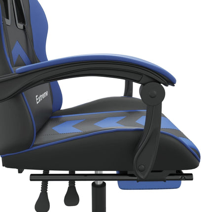 Gamingstol och fotstöd svart och blå konstläder