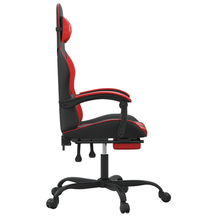Snurrbar gamingstol med fotstöd svart och röd konstläder