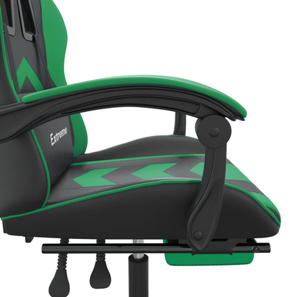Snurrbar gamingstol med fotstöd svart och grön konstläder