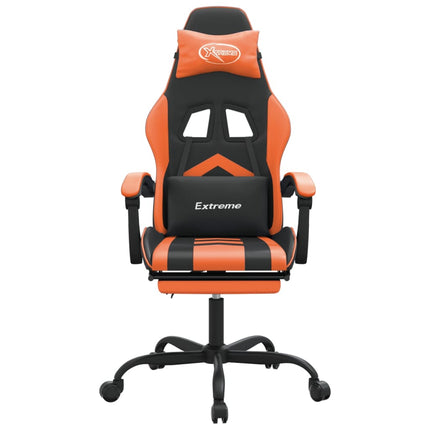 Snurrbar gamingstol med fotstöd svart och orange konstläder