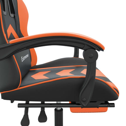Snurrbar gamingstol med fotstöd svart och orange konstläder