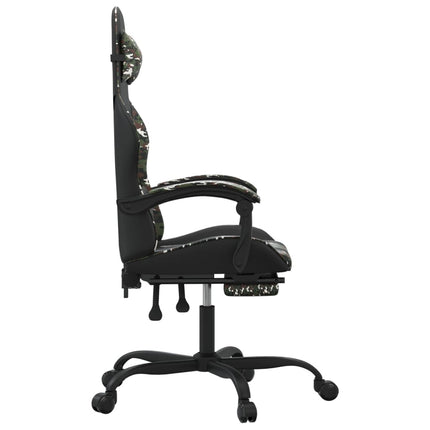 Snurrbar gamingstol med fotstöd svart kamouflage konstläder