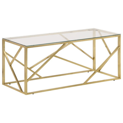 Soffbord guld rostfritt stål och härdat glas