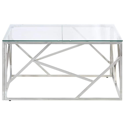Soffbord silver rostfritt stål och härdat glas