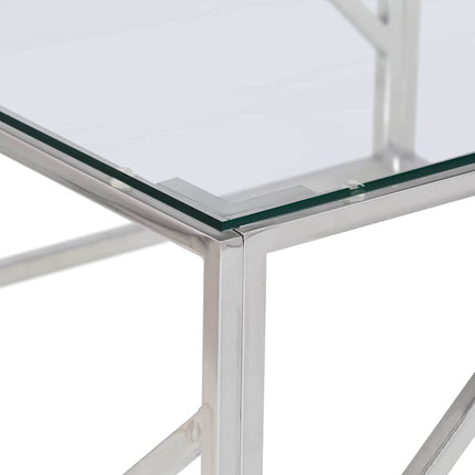 Soffbord silver rostfritt stål och härdat glas