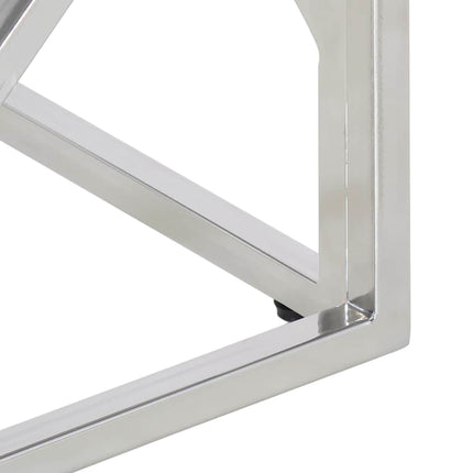 Soffbord silver rostfritt stål och härdat glas