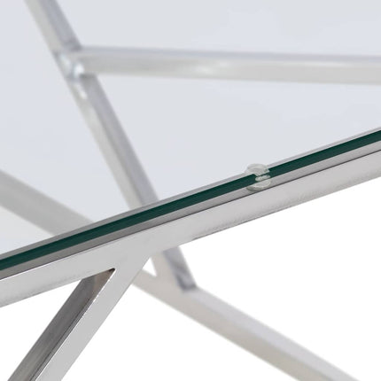 Soffbord silver rostfritt stål och härdat glas