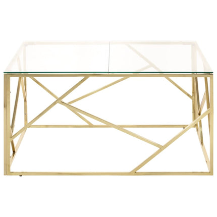 Soffbord guld rostfritt stål och härdat glas