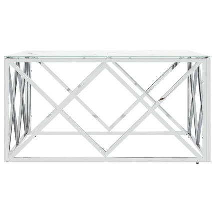 Soffbord silver 80x80x40 cm rostfritt stål och glas