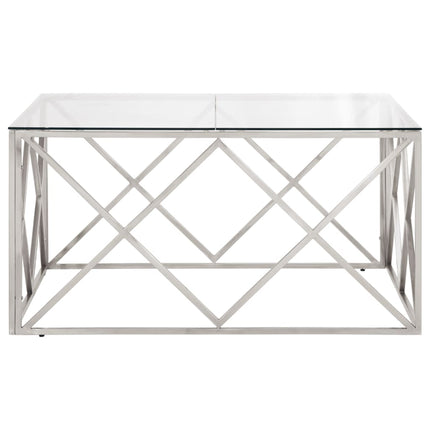 Soffbord silver rostfritt stål och härdat glas