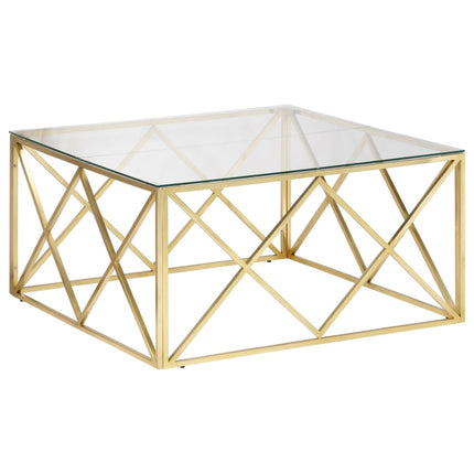 Soffbord guld rostfritt stål och härdat glas