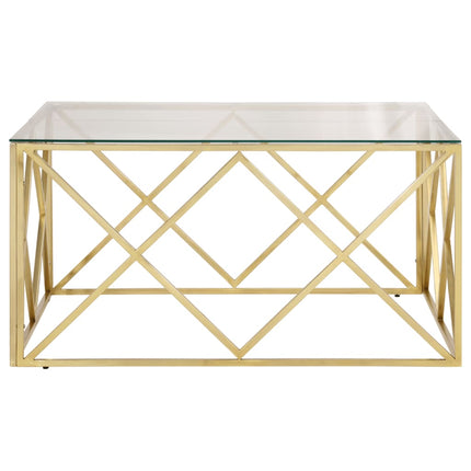 Soffbord guld rostfritt stål och härdat glas