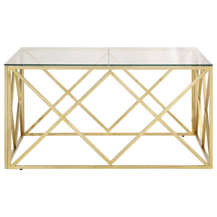 Soffbord guld rostfritt stål och härdat glas