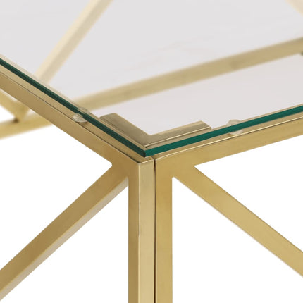 Soffbord guld rostfritt stål och härdat glas