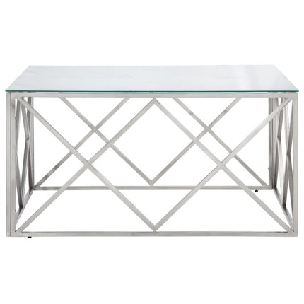 Soffbord silver rostfritt stål och härdat glas