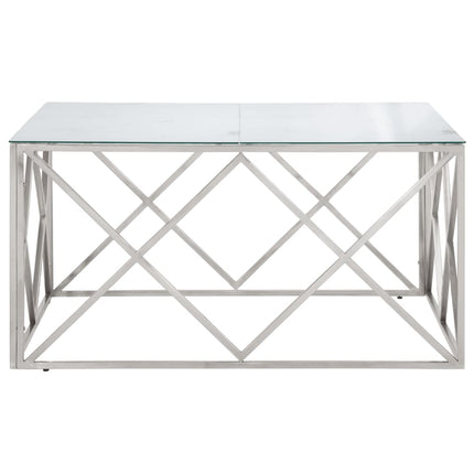 Soffbord silver rostfritt stål och härdat glas