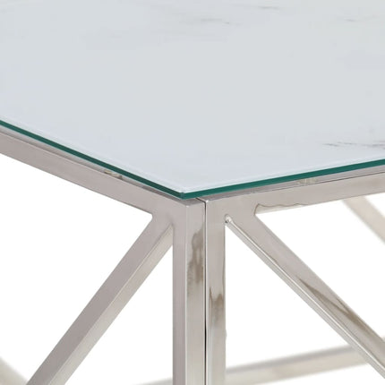 Soffbord silver rostfritt stål och härdat glas