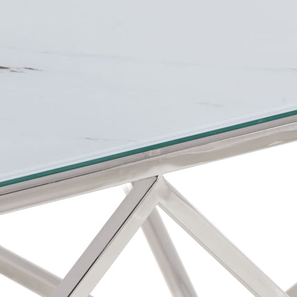 Soffbord silver rostfritt stål och härdat glas
