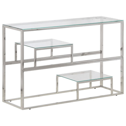 Konsolbord silver rostfritt stål och härdat glas