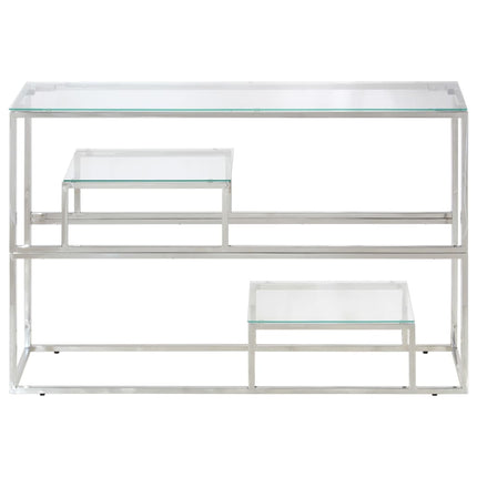 Konsolbord silver rostfritt stål och härdat glas