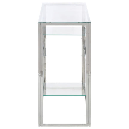 Konsolbord silver rostfritt stål och härdat glas