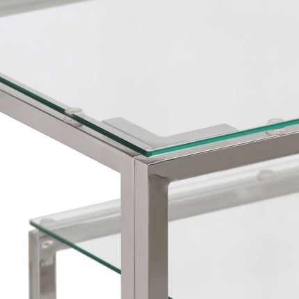 Konsolbord silver rostfritt stål och härdat glas