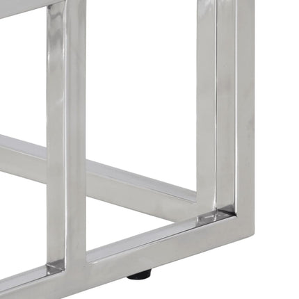 Konsolbord silver rostfritt stål och härdat glas